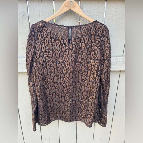 NWT Carlisle Collection Metallic Lace Embroidered Long Sleeve Blouse Sz 8 - Picture 6 of 7